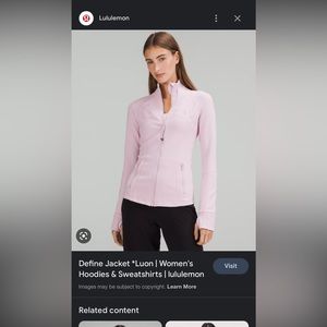 Lululemon define jacket in the color strawberry milkshake